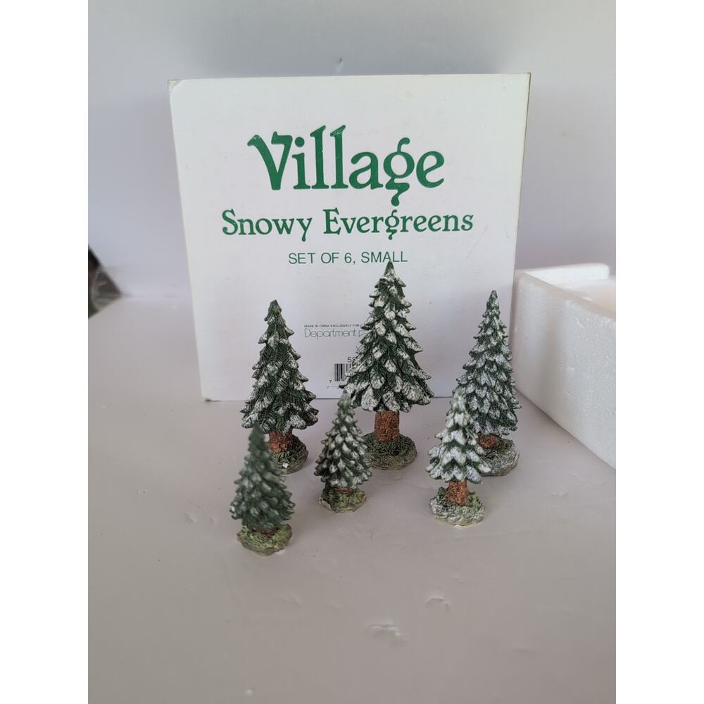Dept 56 Accessories Village‎ Snowy Evergreen Trees Set of 6 #52612